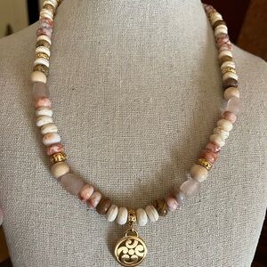 Brighton Gold and Cream Beaded Necklace with Pendant